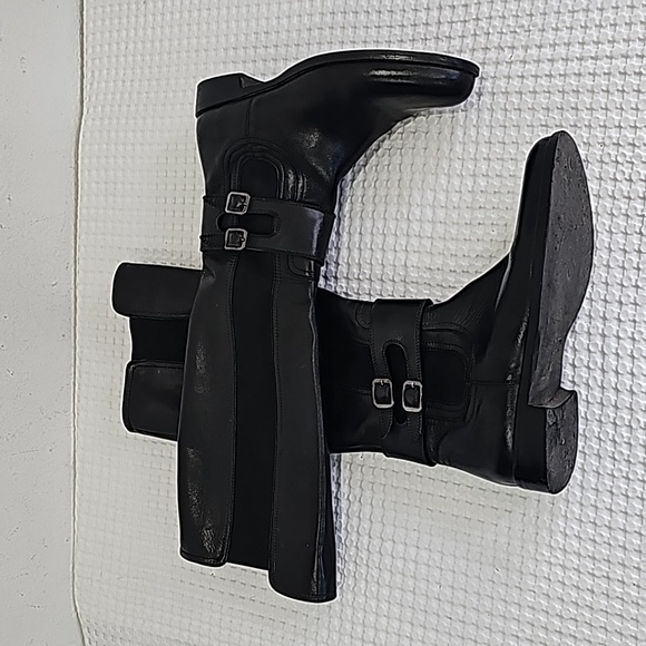 Secto Meucci Black Leather Tall Boots Slide zipper closure round toe Size 8N - Picture 2 of 15